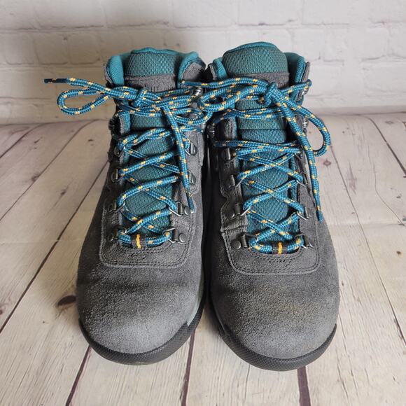 Columbia Waterproof Amped Hiking Boots Gray/Teal Newton Ridge Womens 8 Wide - Picture 2 of 9